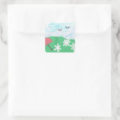 Square Sticker met Fun Outdoor Scene (Tas)