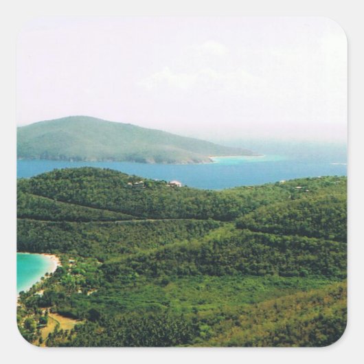 Square Sticker met Saint Thomas Island Scene (Voorkant)