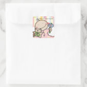Square Stickers Baby Girl Pastel Stripes (Tas)
