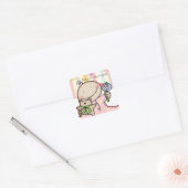 Square Stickers Baby Girl Pastel Stripes (Envelop)
