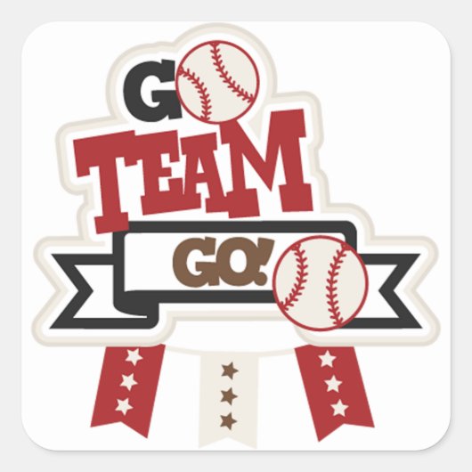 Square Stickers/Baseball Go Team Go Vierkante Sticker (Voorkant)