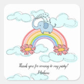 Square Stickers Blue Elephant (Voorkant)