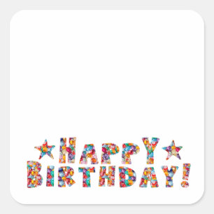 Square Stickers HAPPY BIRTHDAY