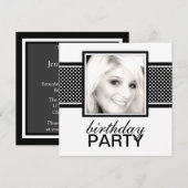 Square Stippen Birthday Party Invitations Kaart (Voorkant / Achterkant)