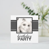 Square Stippen Birthday Party Invitations Kaart (Staand voorkant)