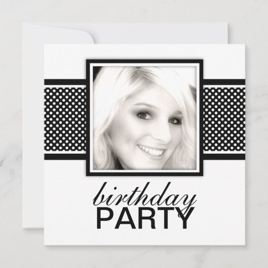 Square Stippen Birthday Party Invitations Kaart (Voorkant)