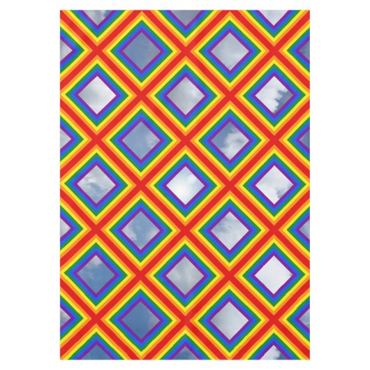 Square Stripes Lijst Rainbow + uw afbeeldingen Tafelkleed (Voorkant)