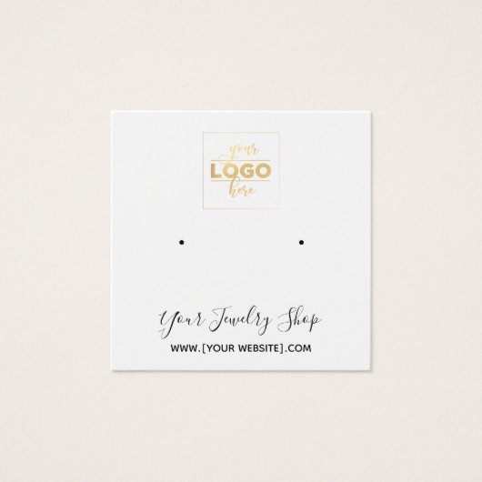 Square Stud Logo White Earling Display Card Vierkante Visitekaartjes (Voorkant)