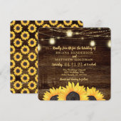 Square Sunflower Mason Jar Wedding Invitations Kaart (Voorkant / Achterkant)
