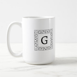Square Swirly Vines Monogram Koffiemok