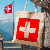 Square Swiss Flag Canvas tas