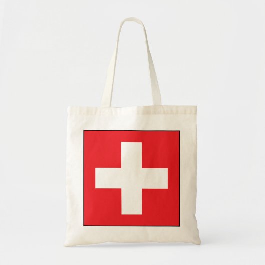 Square Swiss Flag Canvas tas (Voorkant)