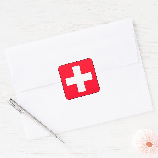 Square Swiss Flag Stickers