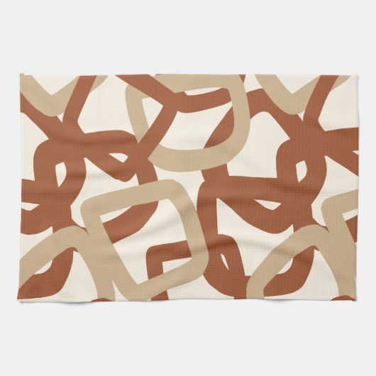 Square Tangle Burnt Sienna Cream Theedoek (Horizontaal)