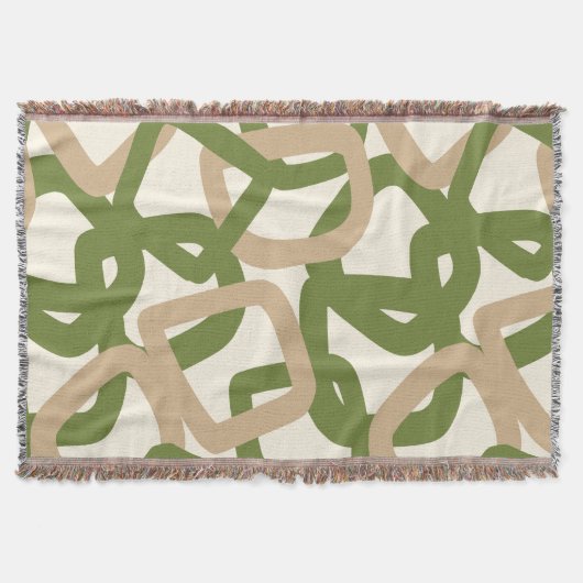 Square Tangle Olive Green Deken (Voorkant)