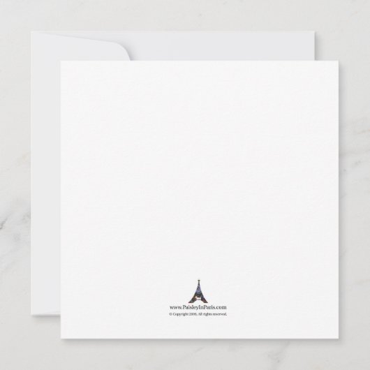 Square Tea Set Bridal Shower Invitations, Red Kaart (Achterkant)