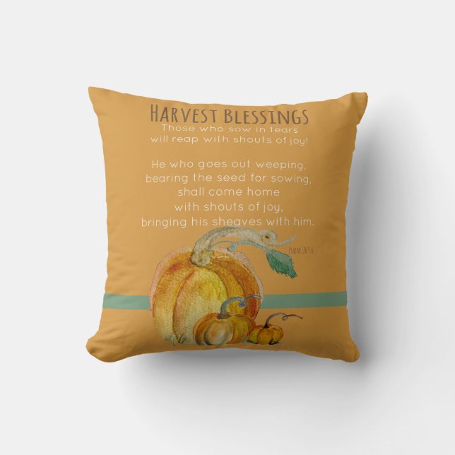 Square Throw Pillow: Harvest Blessings Kussen (Voorkant)