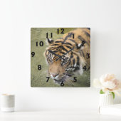 Square Tiger Clock Vierkante Klok (Huis)