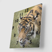 Square Tiger Clock Vierkante Klok (Hoek)