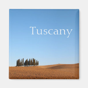 Square Toscane landschap met cypress text magnet