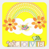 Square Turtle Love Yellow Stickers (Voorkant)