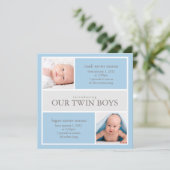Square Twins Collage | Aankondiging geboorte (Staand voorkant)