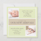 Square Twins Collage | Aankondiging van geboorte (Voorkant)