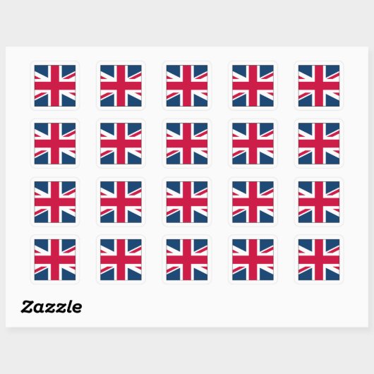 Square Union Jack Sticker met witte rand (Vel)