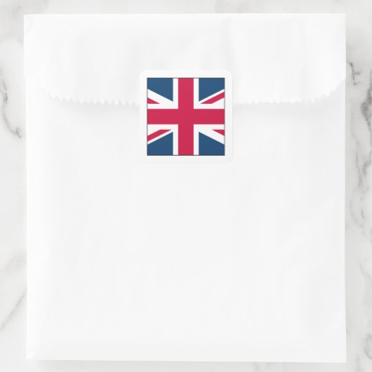 Square Union Jack Sticker met witte rand (Tas)