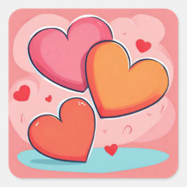 Square Valentijns's Love Hearts Sticker