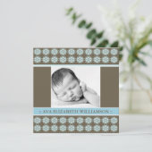 Square Victoriaans Blue Birth kondiging Aankondiging (Staand voorkant)