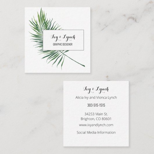 Square Visitekaartje Tropical Leaf (Voorkant / Achterkant)