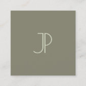 Square Visitekaartjes Monogram Initiaal Elegant (Voorkant)