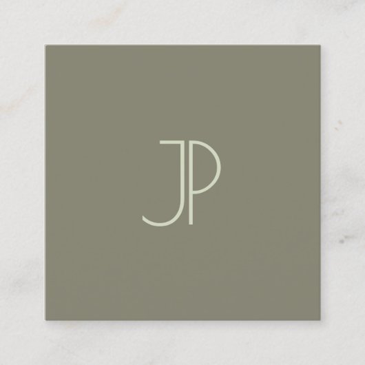 Square Visitekaartjes Monogram Initiaal Elegant (Voorkant)