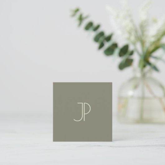 Square Visitekaartjes Monogram Initiaal Elegant (Staand voorkant)