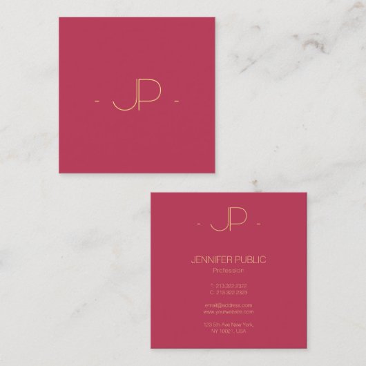 Square Visitekaartjes Monogram Modern Professional (Voorkant / Achterkant)