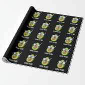 Square-vocado Funny Avocado Pun Dark BG Cadeaupapier (Uitgerold)