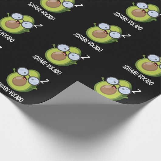 Square-vocado Funny Avocado Pun Dark BG Cadeaupapier (Hoek)