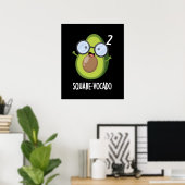 Square-vocado Funny Avocado Pun Dark BG Poster (Thuiskantoor)