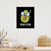 Square-vocado Funny Avocado Pun Dark BG Poster (Keuken)
