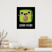 Square-vocado Grappige Avocado Puns Donker BG Poster (Keuken)