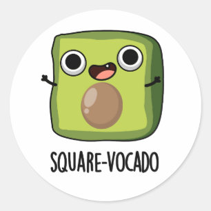 Square-vocado grappige avocado puns ronde sticker