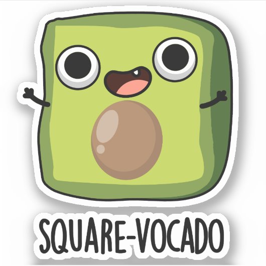 Square-vocado grappige avocado puns sticker (Voorkant)