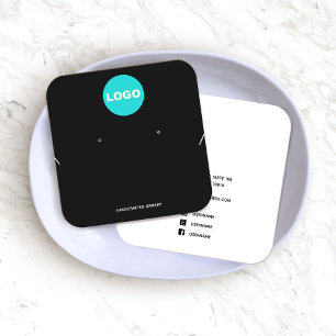 Square Voeg Logo Black Earring en Necklac Display  Vierkante Visitekaartjes