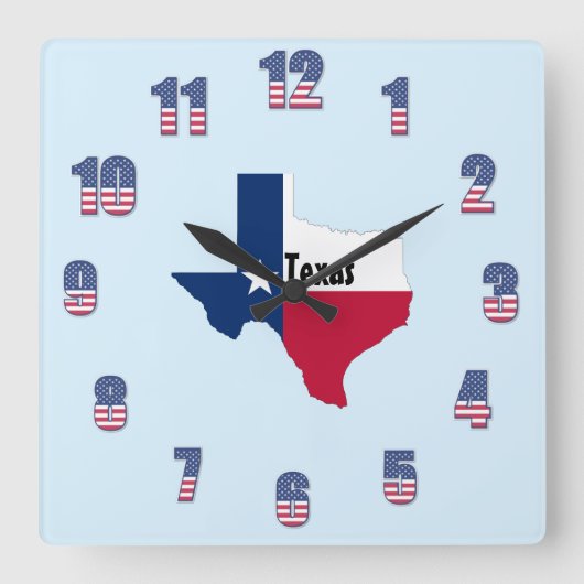 Square Wall Clock beroemd gemaakt door Texas Pride Vierkante Klok (Voorkant)