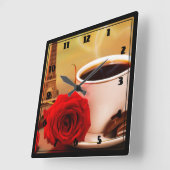 Square Wall Clock/Coffee Time in Parijs Vierkante Klok (Hoek)