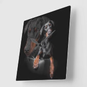 Square Wall Clock Dobermann Vierkante Klok (Hoek)