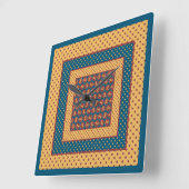 Square Wall Clock, Gold-effect Horses, pooldots Vierkante Klok (Hoek)