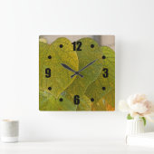 SQUARE WALL CLOCK /GREEN HEART-SHAPED LEAVES VIERKANTE KLOK (Huis)