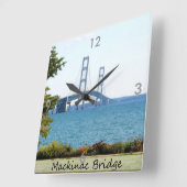 Square Wall Clock/Mackinac Bridge Vierkante Klok (Hoek)